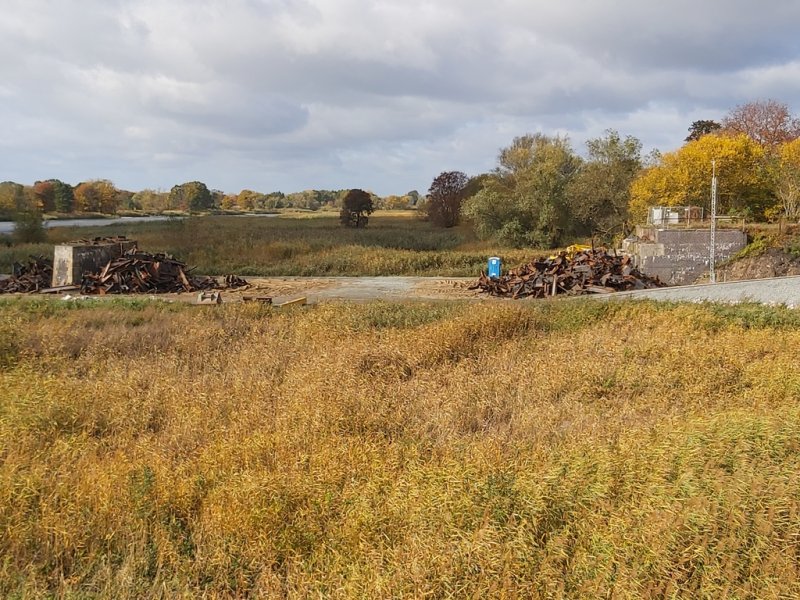 Aktuelle Fotos der Stadt Küstrin / Kostrzyn Ehemalige Altstadt & Festung - 2021: Abriss der Eisenbahnbrücken über die Oder