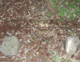 Ein entwurzeltes Geländer - in der Lünette links des Haupttores entdeckt.