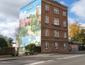 Wandgemälde am Bürgerhaus - ... in der ehemaligen Plantagenstraße.