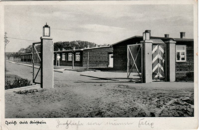 Historische Fotos von Küstrin Die Kaserne des Erg.-Bat. des Infanterie-Regiments Nr. 50 - Eingangstor der Baracken-Lagers