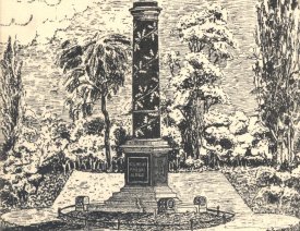 Die Viktoriasäule auf dem Moltkeplatz *1 - Die Viktoriasäule stand, von der Landsberger Straße aus gesehen, auf dem ersten Rondell des Moltkeplatzes. Sie wurde wahrscheinlich nach dem ersten Weltkrieg abgebaut.