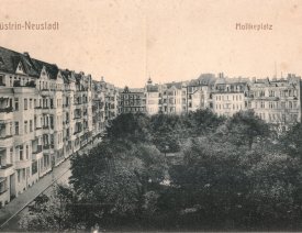 Moltkeplatz (Schiffbauerstraßen-Seite), Nr. 20 bis 12 *1 - Die Häuser Moltkeplatz 20 bis 12 (linke Bildseite, von vorn nach hinten), wir nähern uns immer mehr der Ecke zur Warnicker Straße an, der Blick ist in Richtung Markgrafenstraße gerichtet.