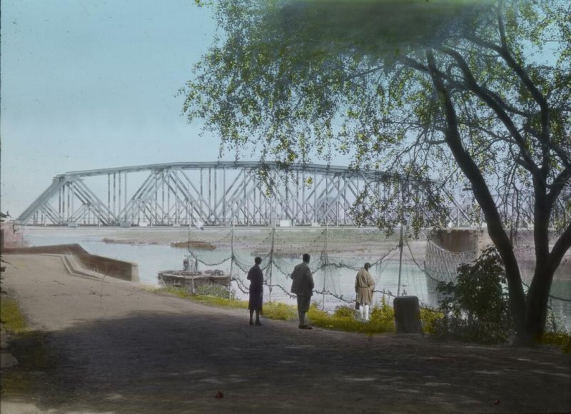 Aktuelle Fotos der Stadt Küstrin / Kostrzyn SPEZIAL: Eisenbahnknotenpunkt Küstrin - Eisenbahnbrücke über die Oder, coloriert
