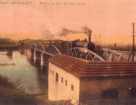 Eisenbahnbruecke über die Warthe *1 - Blick Richtung Altstadt.