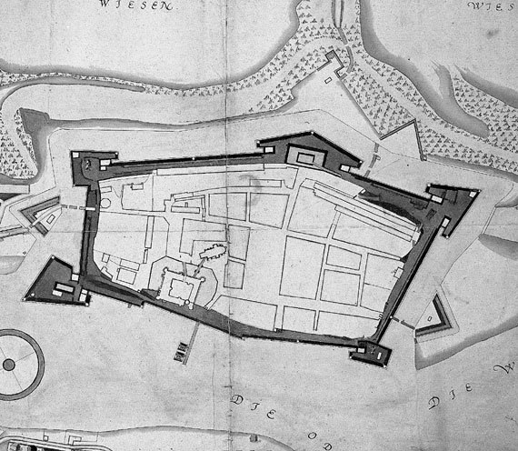 Aktuelle Fotos der Stadt Küstrin / Kostrzyn Historische, handgezeichnete Pläne der Stadt / Festung - Cüstrin wie es gewesen Anno 1650 *1
