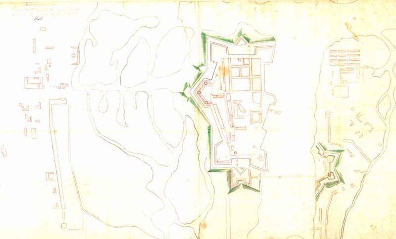 Historische Fotos von Küstrin Historische, handgezeichnete Pläne der Stadt / Festung - Plan der Stadt Cüstrin von 1631 *2