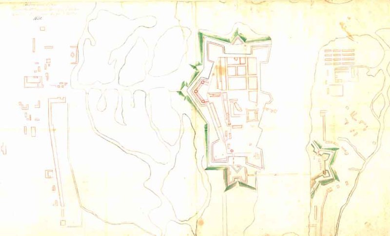 Historische Karten und Pläne der Festung Küstrin Historische, handgezeichnete Pläne der Stadt / Festung - Plan der Stadt Cüstrin von 1631 *2