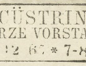 Poststempel "Cüstrin Kurze Vorstadt" 23.12.1867