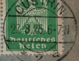 Poststempel "Cüstrin 2" 27.08.1926