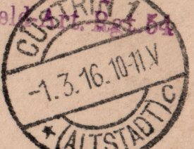 Poststempel "Cüstrin 1 (Altstadt)" 01.03.1916