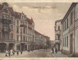 Mädchenschule Landsberger Str. *4 - Rechts steht die Mädchenschule in der Landsberger Straße, links sehen Sie die Landsberger Str. 6a (Rest. Hohenzollern). Blick in Richtung Stern.