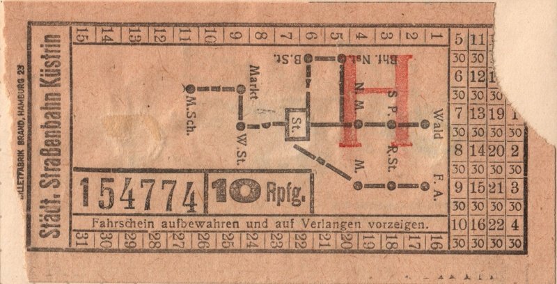 Aktuelle Fotos der Stadt Küstrin / Kostrzyn SPEZIAL: Straßenbahn-Fahrscheine - HKB-0021