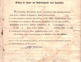 Prüfbericht eines Dampfkessels
