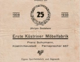 Erste Küstriner Möbelfabrik Franz Schumann - Jubiläumskatalog 1933