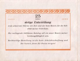 Erste Küstriner Möbelfabrik Franz Schumann - Jubiläumskatalog 1933
