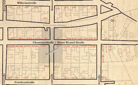 Plan von Kietz bei Küstrin mit Hausnummern