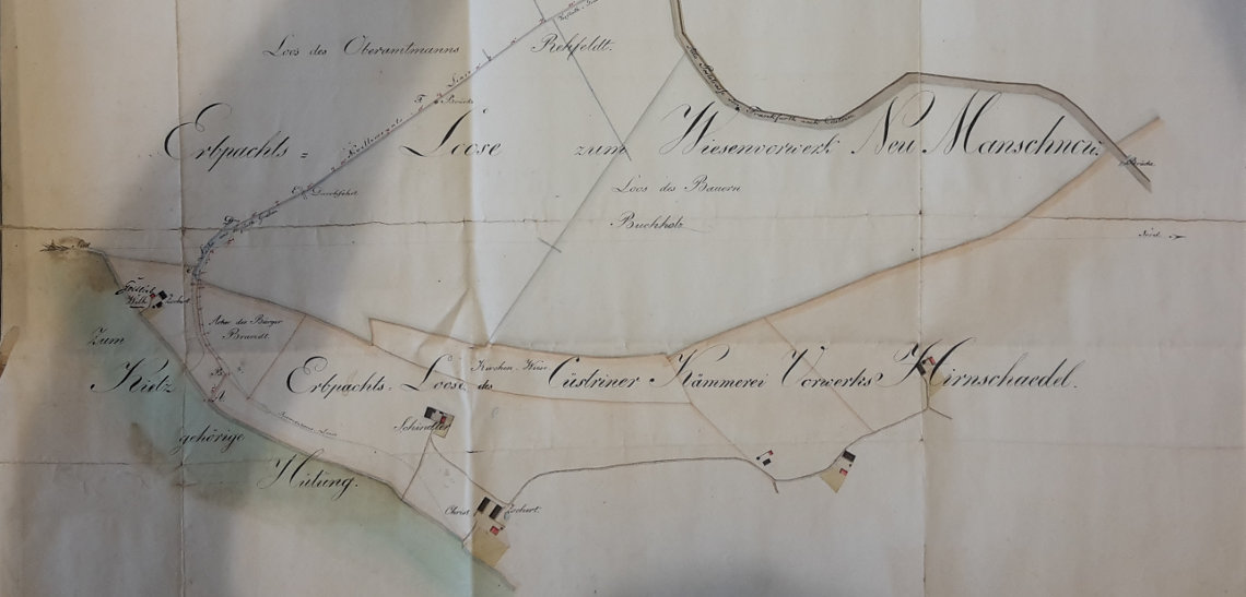 Plan des Kämmereivorwerks Hirnschädel (Küstrin) von 1837