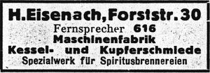 Anzeige aus Einwohnerbuch der Stadt Küstrin 1939/40