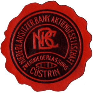 Siegelmarke Niederlausitzer Bank AG Cüstrin