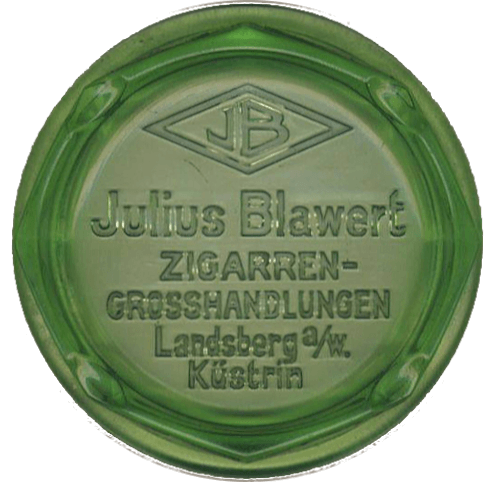 Aschenbecher Blawert Küstrin Glas grün