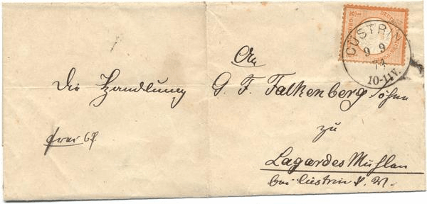 Brief an G.F. Falckenberg Söhne in Lagardesmühlen 1874